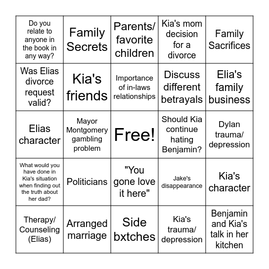 SOS- Booked and Busy Bingo Card