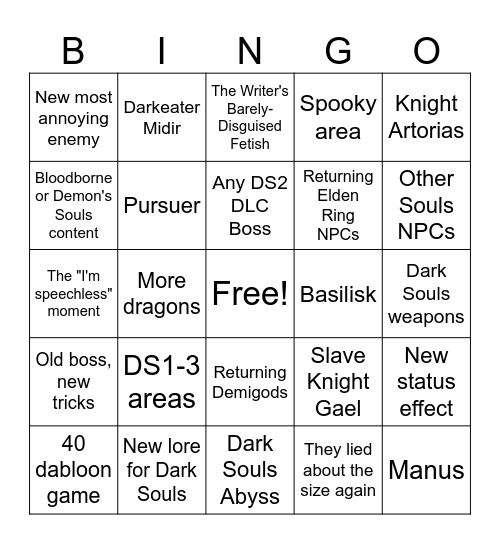 Elden Ring Nightreign Bingo Card