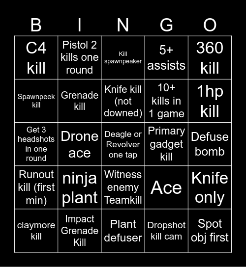 R6 Bingo Card