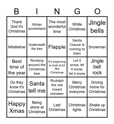 Kerstmuziekbingo Card
