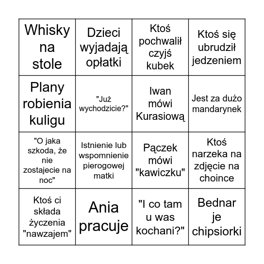 Wigilia Iwańska 2024 Bingo Card