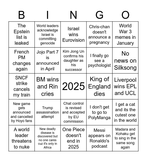 2025 bingo Card