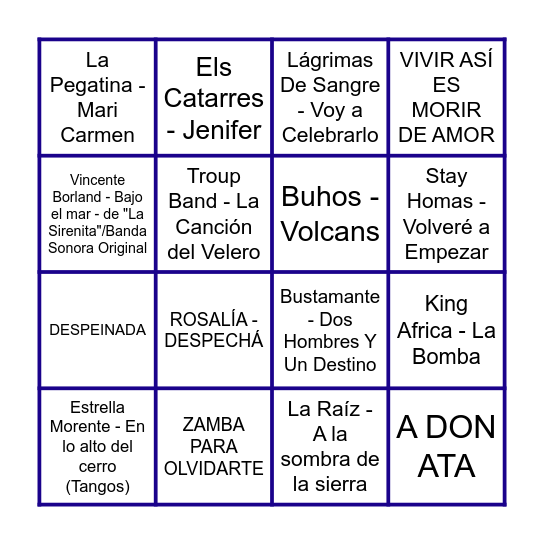 BINGO MUSICAL Bingo Card