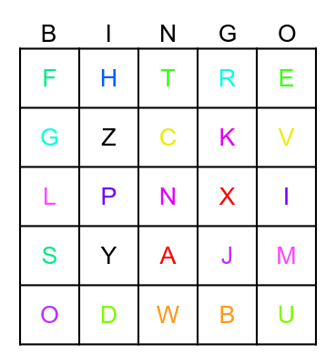 alphabet Bingo Card