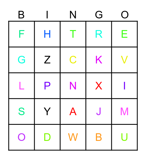 alphabet Bingo Card