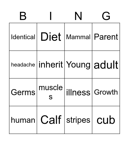 Science Bingo Card