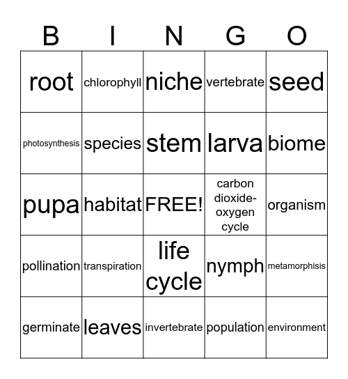 LIFE SCIENCE 1 Bingo Card