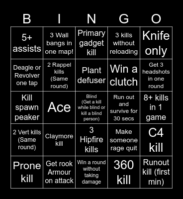 R6 Bingo 2024 Bingo Card
