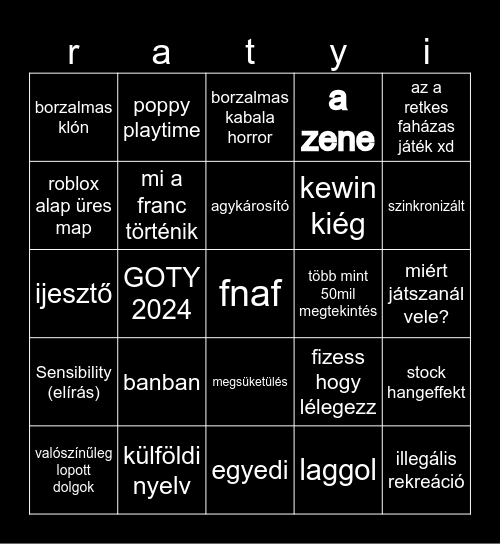 ratyi Bingo Card