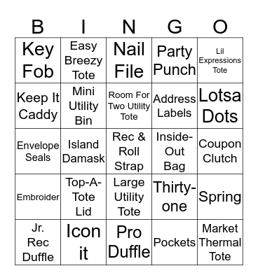 Thirty-one Bingo Card