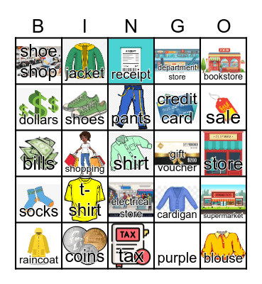 Shopping Bingo Card