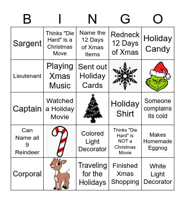 Adam Platoon Holiday Bingo Card