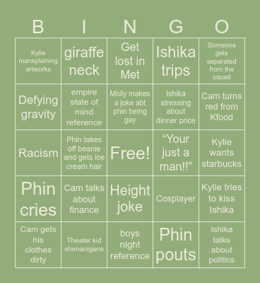 NY TRIP Bingo Card