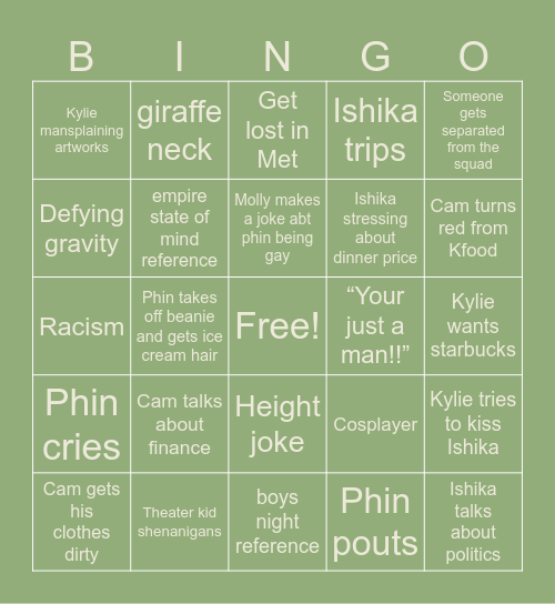 NY TRIP Bingo Card