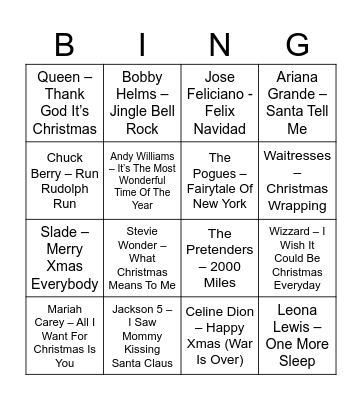 Christmas Disco Bingo Card