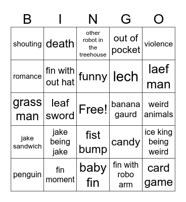 Adventure time bingo card Bingo Card