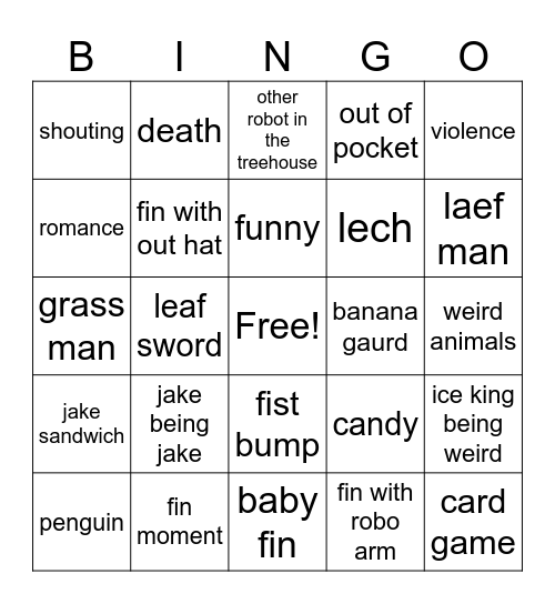 Adventure time bingo card Bingo Card