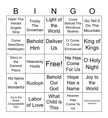 Christmas at Crosslink Bingo Card