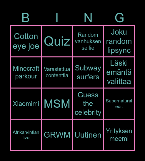 TikTok Bingo Card