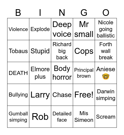 Gumball bingo Card