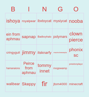Talking to youtubers or getting noticed Bingo Card