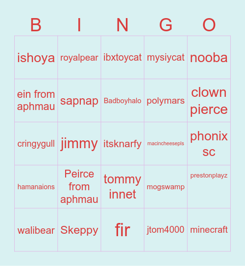 Talking to youtubers or getting noticed Bingo Card