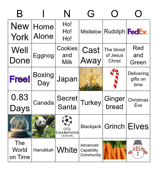FedEx Christmas Bingo Card
