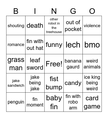Adventure time bingo card Bingo Card
