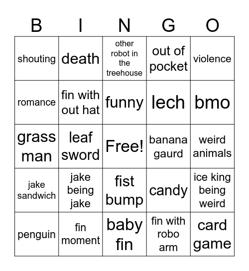 Adventure time bingo card Bingo Card