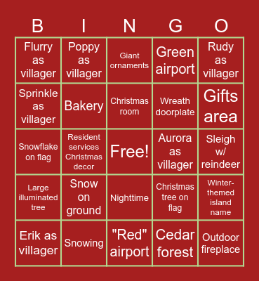 ACNH Holiday Bingo! Bingo Card