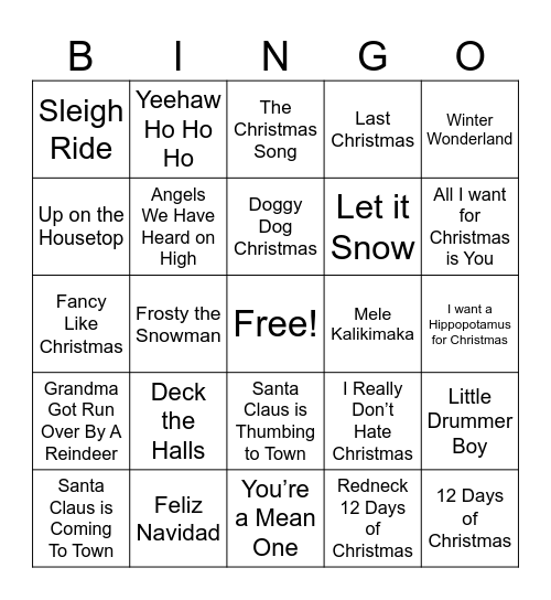 Christmas Bingo Card