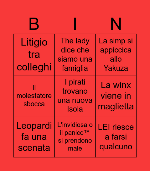 Bingo Diesa 18 Bingo Card