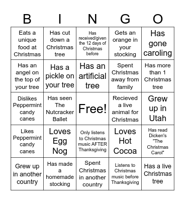 Christmas Mingle BINGO Card