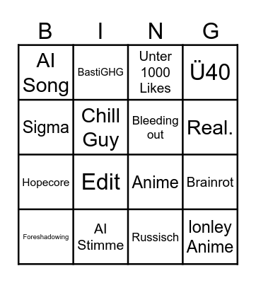 TikTok Bingo Card