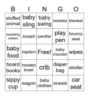 A Baby Shower for Mary Bingo Card