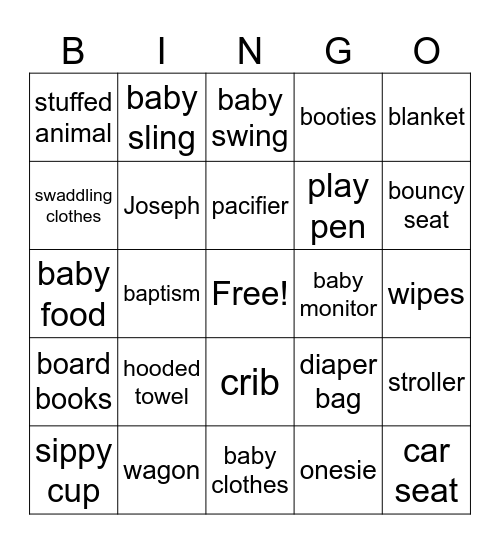 A Baby Shower for Mary Bingo Card