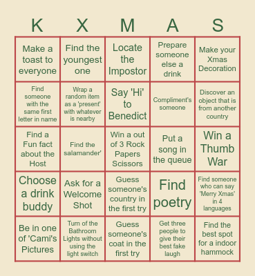 KH Xmas House Party ❄️ Bingo Card