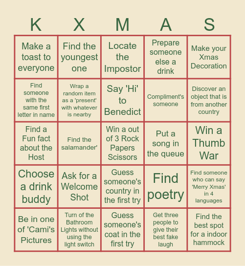 KH Xmas House Party ❄️ Bingo Card