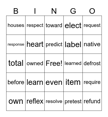 5.2 BINGO Card