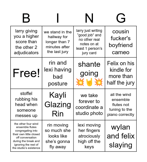 Fute Jury 2024!! Bingo Card