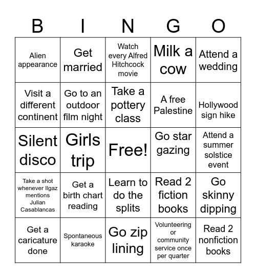 2025 BINGO Card