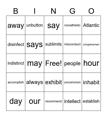 3.4 BINGO Card