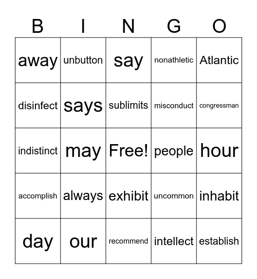 3.4 BINGO Card