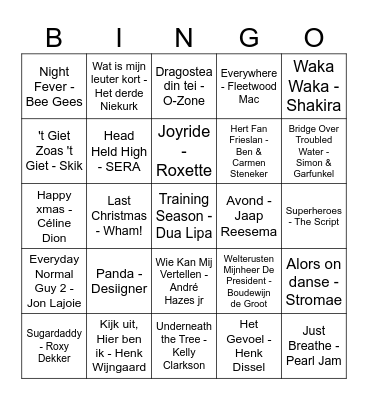 S W I N G O Bingo Card