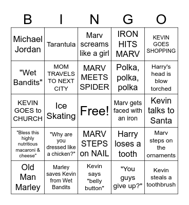 HOME ALONE Bingo Card