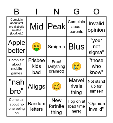 Oscar Bingo Card
