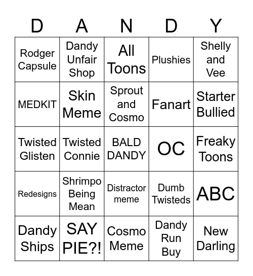 Dandy Meme Bingo Card