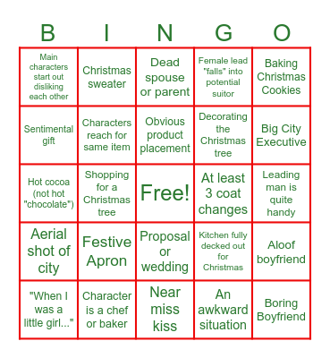 Hallmark Christmas Movie Bingo Card