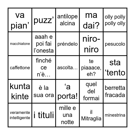 Tombola pellegrinesca Bingo Card