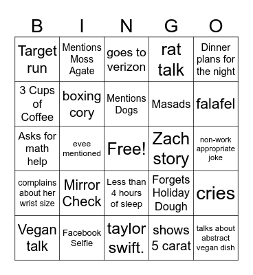 Madison Bingo Card